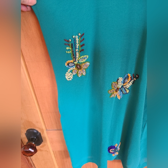 TORQUOISE embroidered Mini Dress - Picture 6 of 7